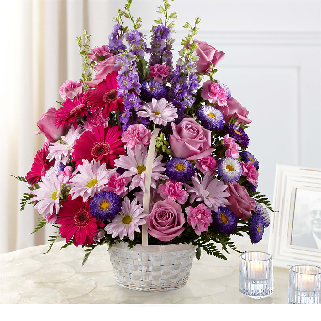 Pastel Peace Basket – Elises Flowers, Montgomery Village MD