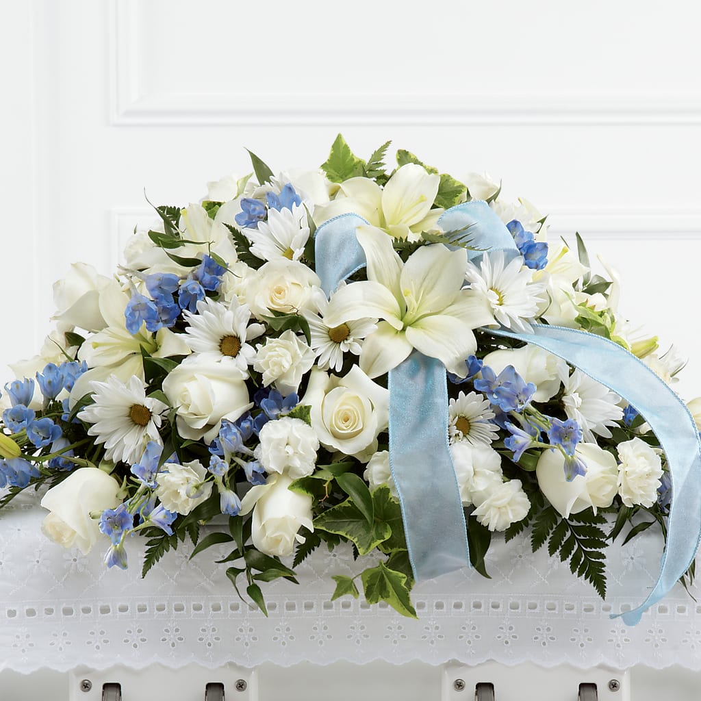 Tender Treasure Casket Spray – Elises Flowers, Montgomery Village MD