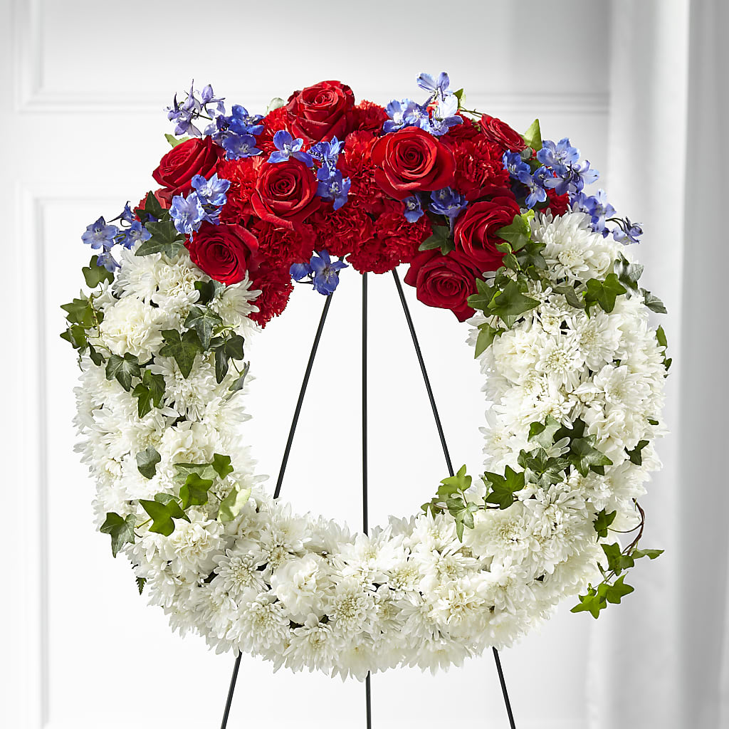Patriotic Passion Wreath – Elises Flowers, Montgomery Village MD