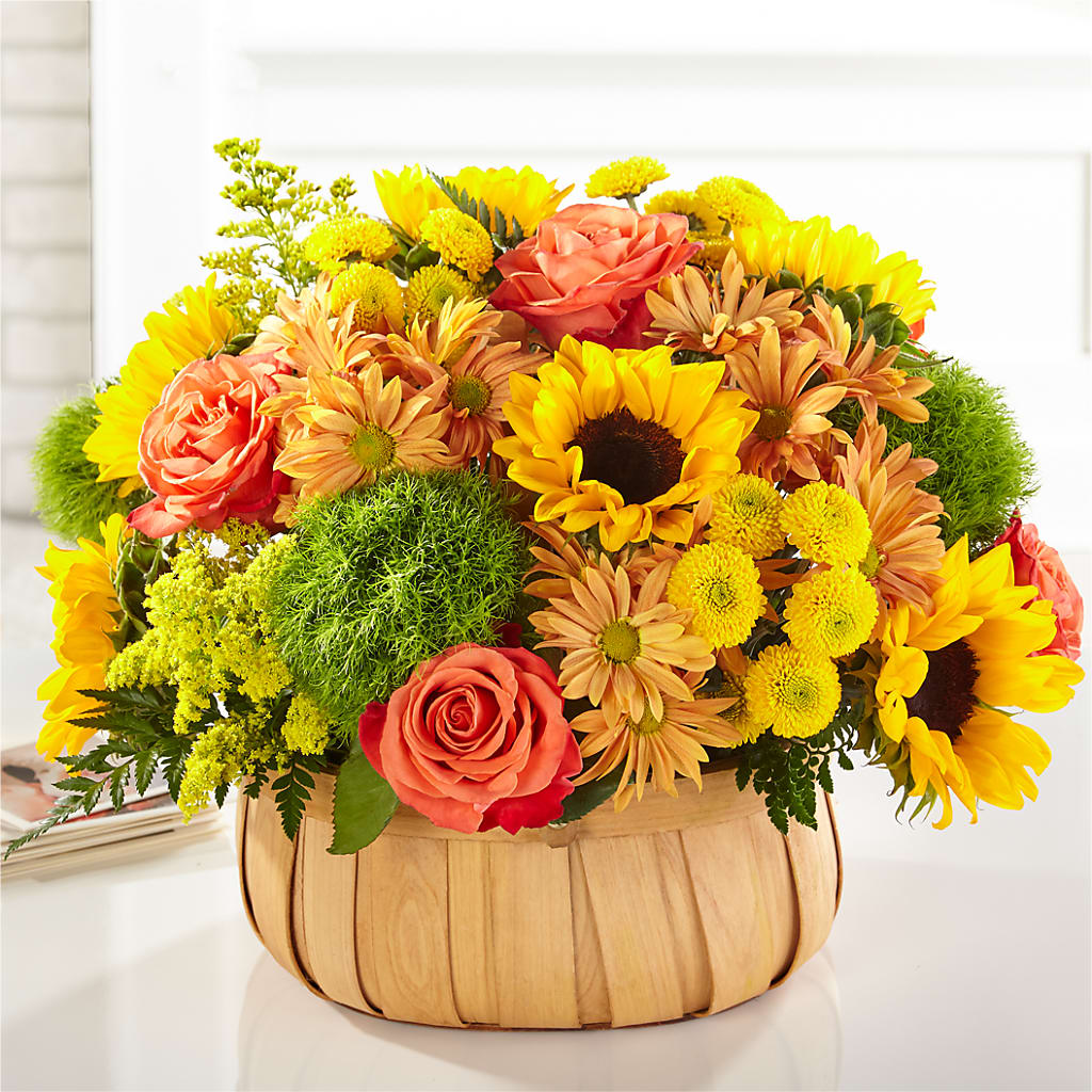 Harvest Sunflower Basket – Elises Flowers, Montgomery Village MD