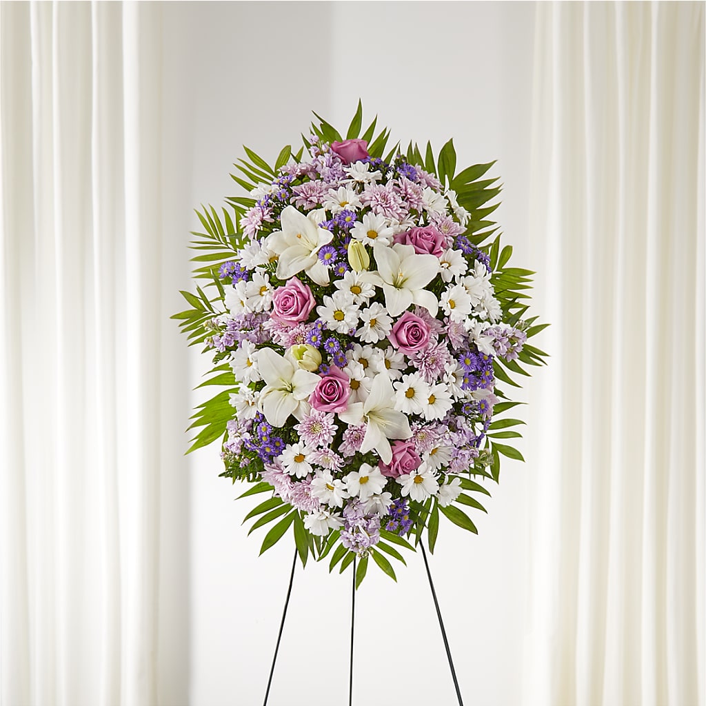 Surrounded by Love Standing Spray – Elises Flowers, Montgomery Village MD