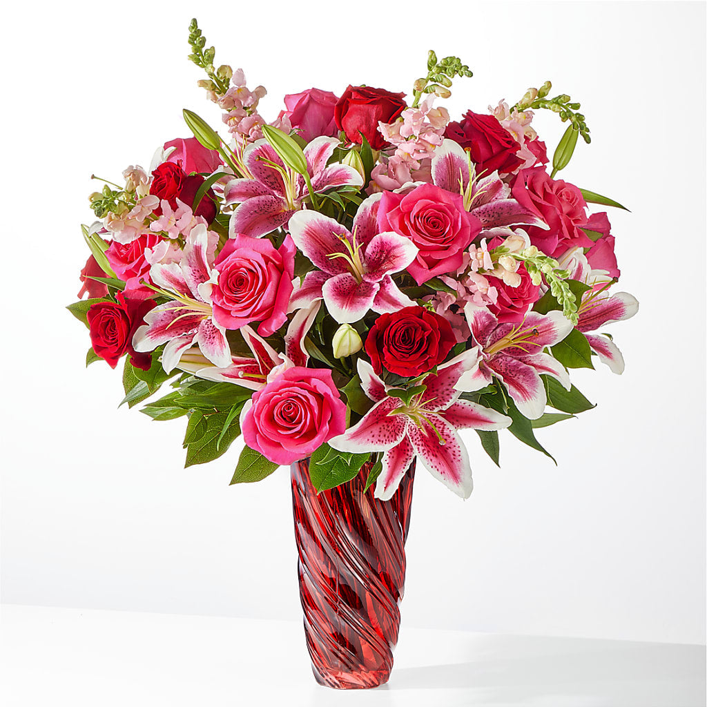 Always You Bouquet with Luxe Swirl Vase – Elises Flowers, Montgomery Village MD