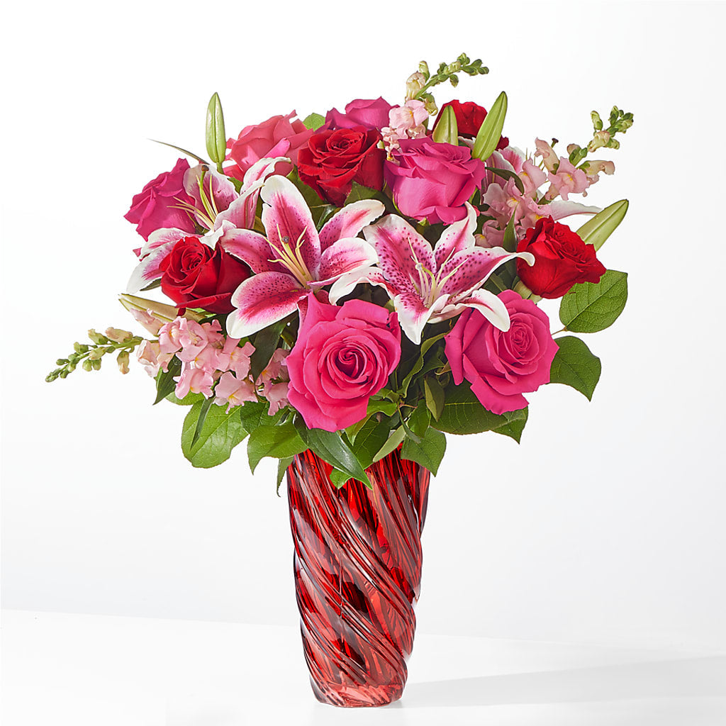 Always You Bouquet with Luxe Swirl Vase – Elises Flowers, Montgomery Village MD