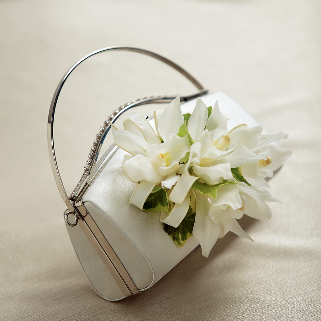 White Purse Decor – Elises Flowers, Montgomery Village MD