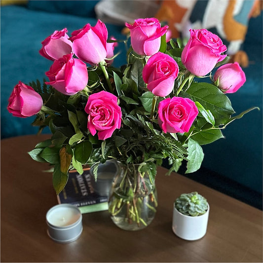 Long Stem Pink Rose Bouquet –  Elises Flowers, Montgomery Village MD