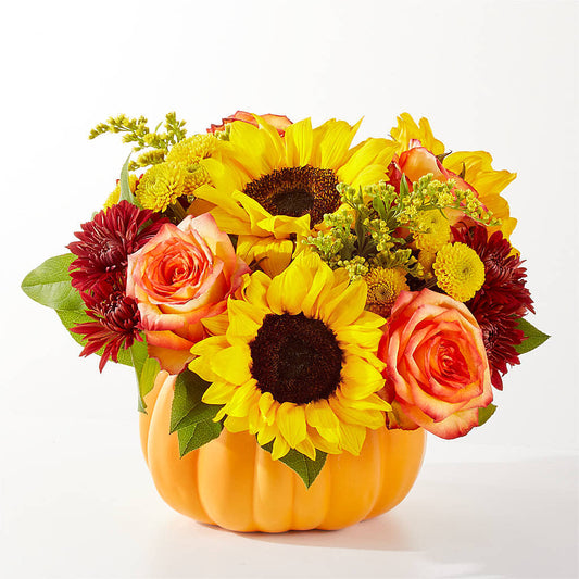 Golden Gourd Pumpkin Bouquet –  Elises Flowers, Montgomery Village MD