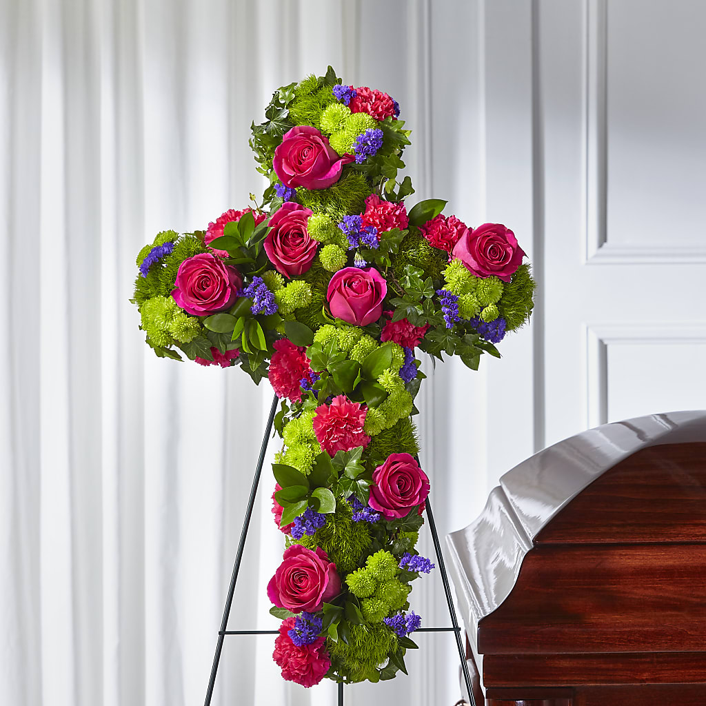 Tribute Rose Floral Cross –  Elises Flowers, Montgomery Village MD
