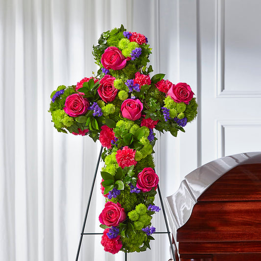 Tribute Rose Floral Cross –  Elises Flowers, Montgomery Village MD