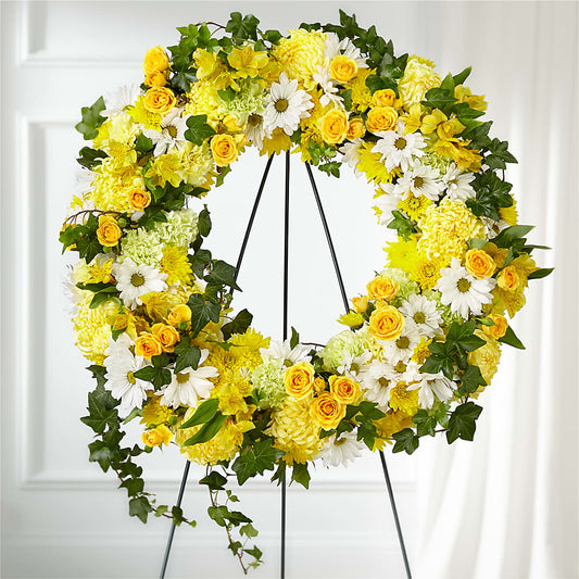 Golden Remembrance Wreath –  Elises Flowers, Montgomery Village MD