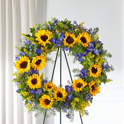 Bright Rays Wreath –  Elises Flowers, Montgomery Village MD