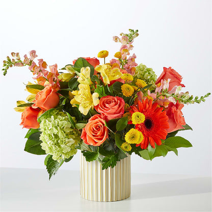 Autumn Sunshine Bouquet with Ivory Vase –  Elises Flowers, Montgomery Village MD