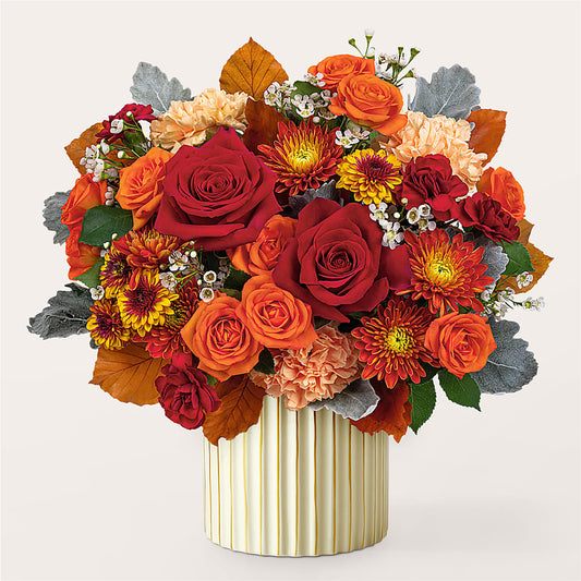 Merlot Bouquet with Ivory Vase –  Elises Flowers, Montgomery Village MD
