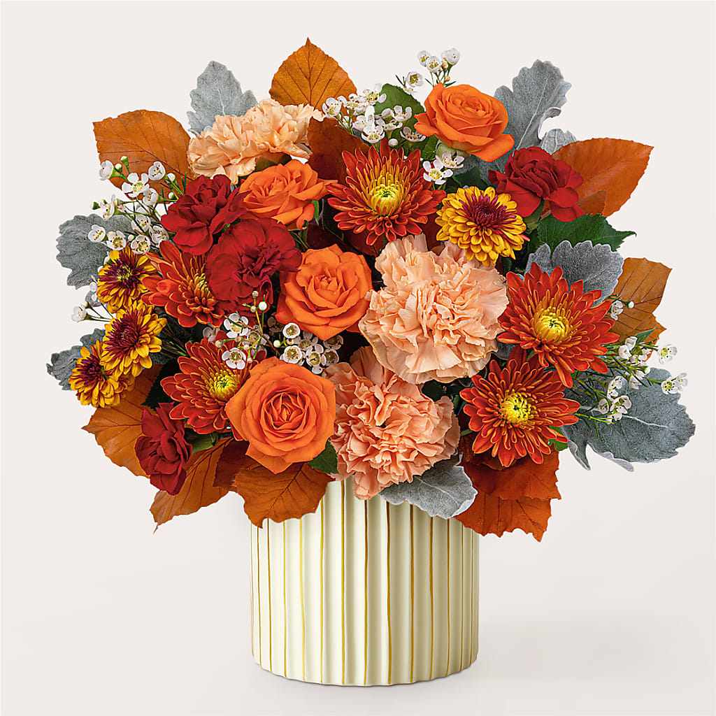 Merlot Bouquet with Ivory Vase –  Elises Flowers, Montgomery Village MD